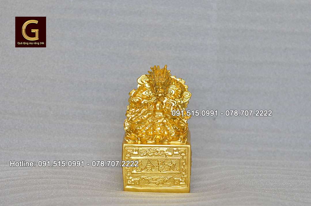 Ấn rồng Cửu Long Kim Tỷ dát vàng 9999 - Quà tặng mạ vàng 24k