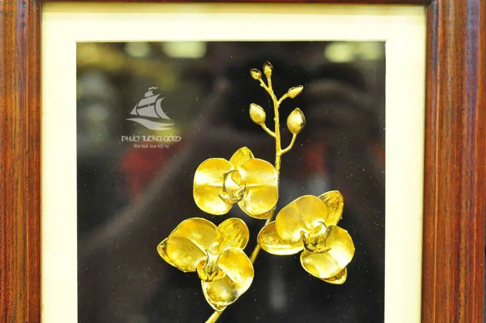 Tranh hoa lan mạ vàng 24k HL02 3
