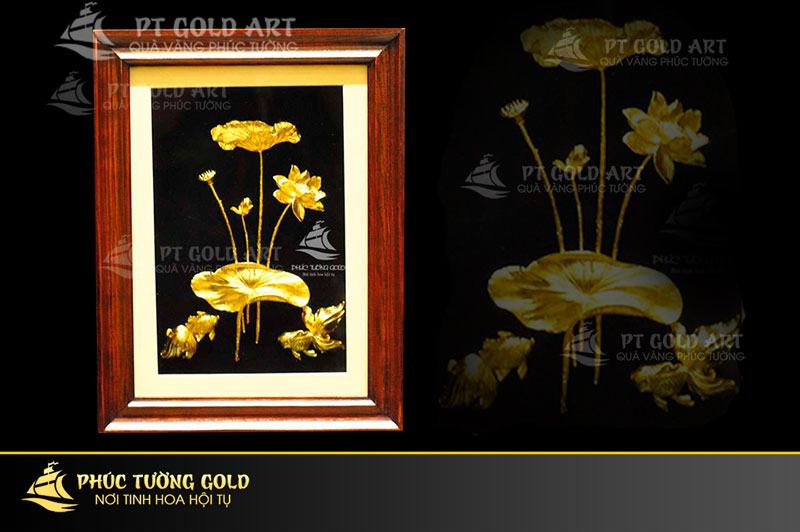 Tranh Cá Chép hoa Sen 3D mạ vàng 24k