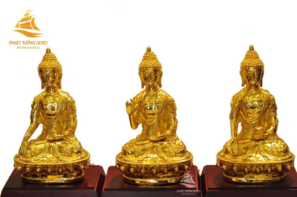 Tam thế Phật mạ vàng 24k - Quà tặng mạ vàng 24k