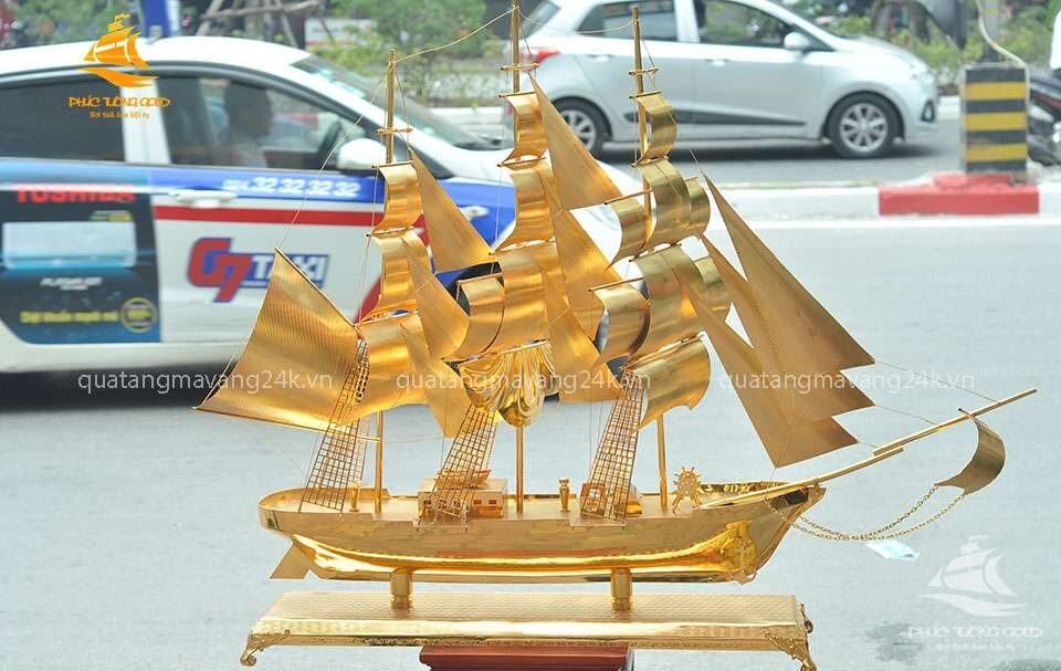 Mô hình thuyền buồm mạ vàng 24k thiết kế theo yêu cầu - Quà tặng mạ vàng 24k