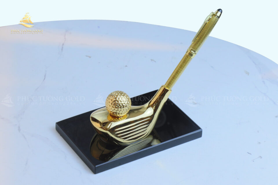 Giá cắm bút ký mô hình gậy golf mạ vàng 24k - CB04 5