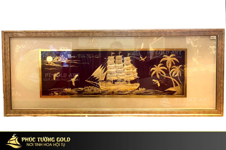 tranh thuyền buồm mạ vàng Quà vàng Phúc Tường