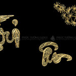 Tranh chữ "Tri Ân" thư pháp mạ vàng - TA02 5