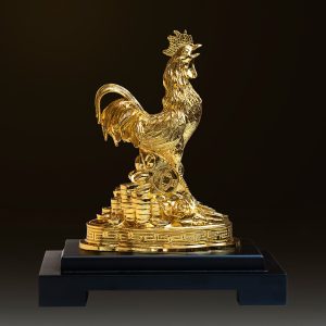 Tượng gà mạ vàng 24k phong thủy - TG01 7