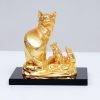 Tượng mèo phong thủy mạ vàng 24k - TM05