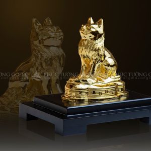 Tượng mèo phong thủy mạ vàng 24k - TM03 6