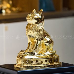Tượng mèo phong thủy mạ vàng 24k - TM03 4