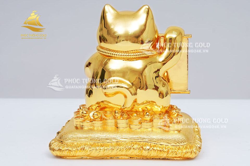 Tượng mèo thần tài (Maneki Neko) mạ vàng - TM02 5