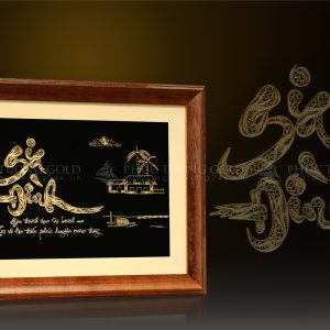 Tranh chữ "Gia đình" bằng bạc mạ vàng 24k mã GD01 5